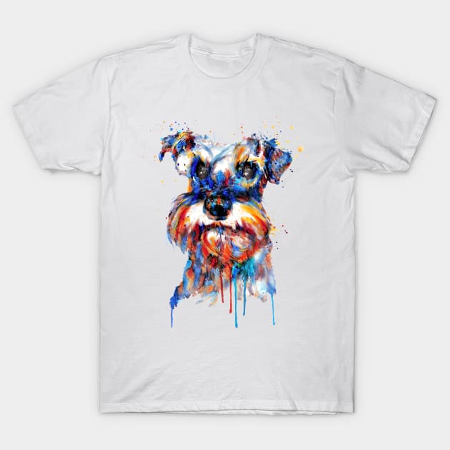 Schnauzer Head T-Shirt by Marian Voicu